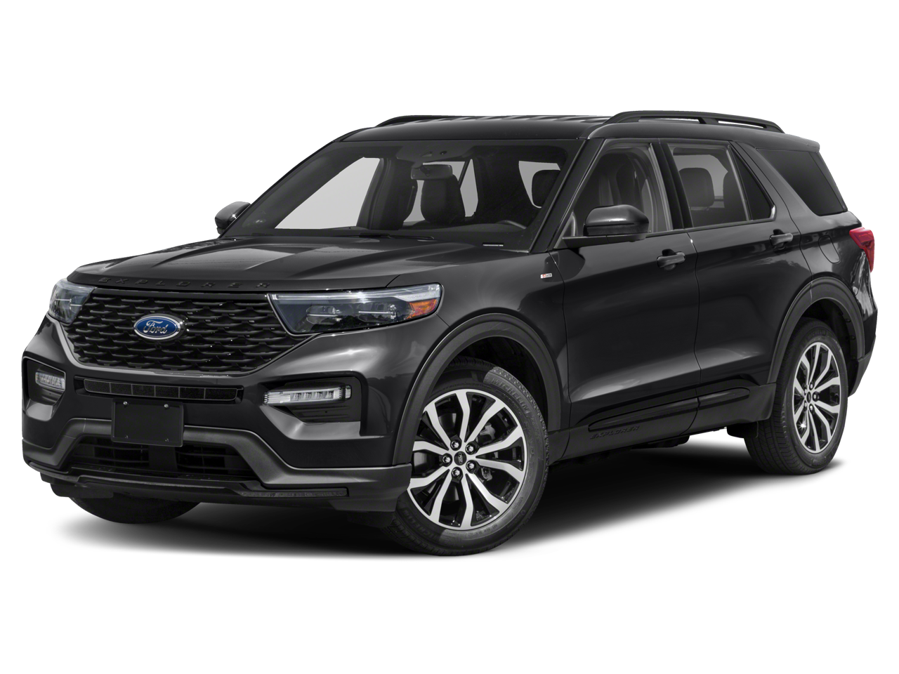2022 Ford Explorer ST-Line in Black Metallic — front three-quarter view