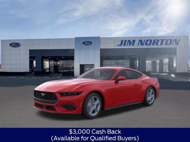 2026 Ford Mustang EcoBoost Premium in Race Red — front three-quarter view