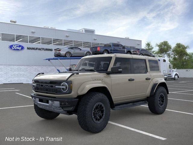 2025 Ford Bronco Raptor in Desert Sand — front three-quarter view