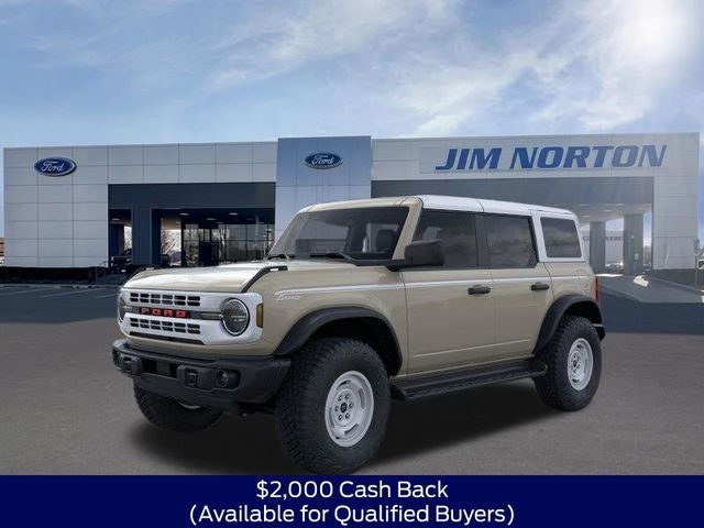 2026 Ford Bronco Heritage Edition in Desert Sand — front three-quarter view