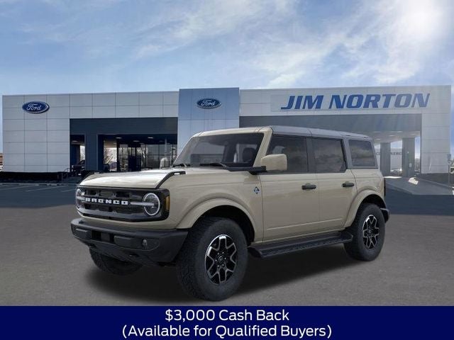 2026 Ford Bronco Outer Banks in Desert Sand — front three-quarter view