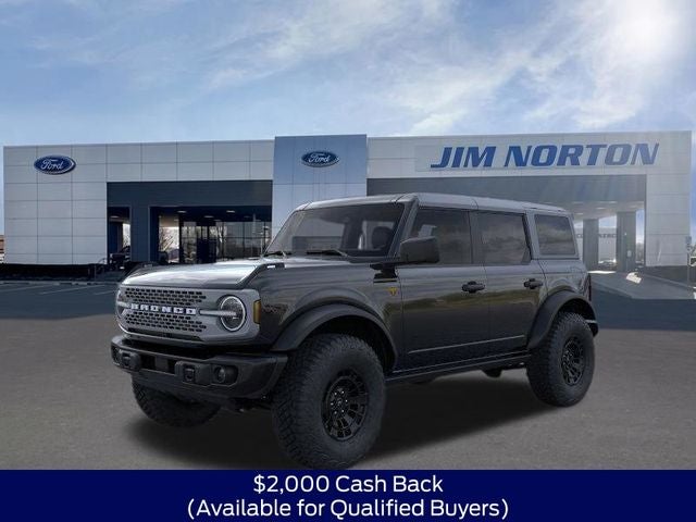2026 Ford Bronco Badlands in Shadow Black — front three-quarter view