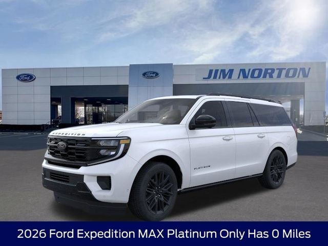 2026 Ford Expedition Max Platinum in White Metallic — front three-quarter view