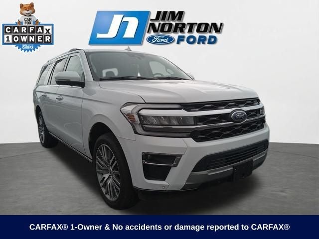 2024 Ford Expedition Max Limited in Oxford White — front three-quarter view
