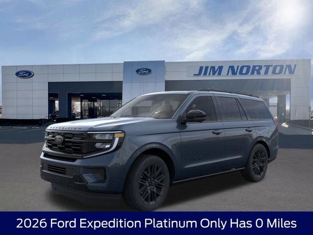2026 Ford Expedition Platinum in Blue Metallic — front three-quarter view