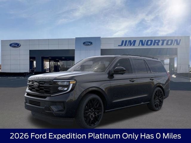 2026 Ford Expedition Platinum in Black Metallic — front three-quarter view