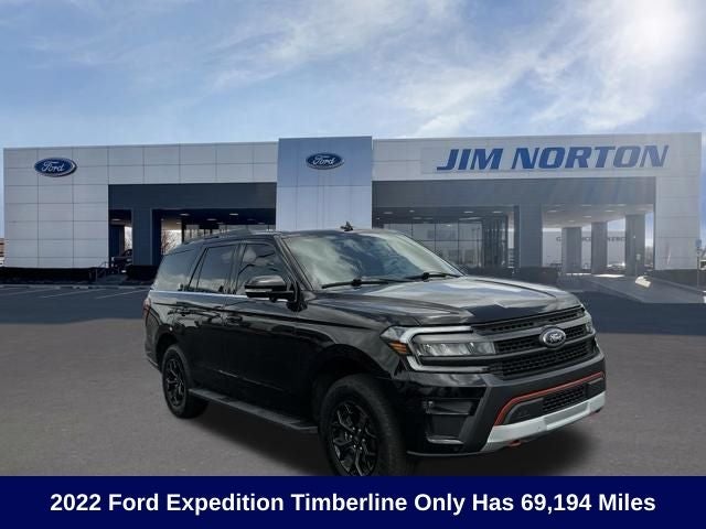 2022 Ford Expedition Timberline in Black Metallic — front three-quarter view