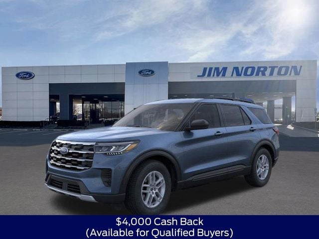 2026 Ford Explorer Active in Vapor Blue — front three-quarter view