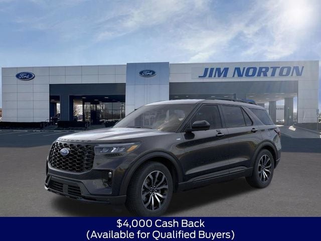 2026 Ford Explorer ST-Line in Black Metallic — front three-quarter view
