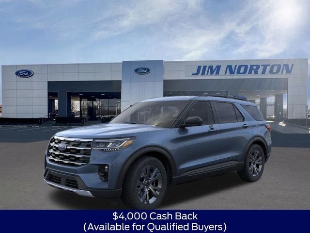 2026 Ford Explorer Active in Vapor Blue — front three-quarter view