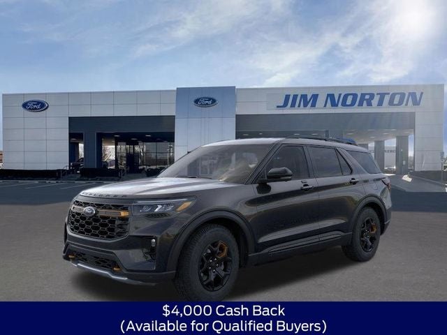 2026 Ford Explorer Tremor in Black Metallic — front three-quarter view