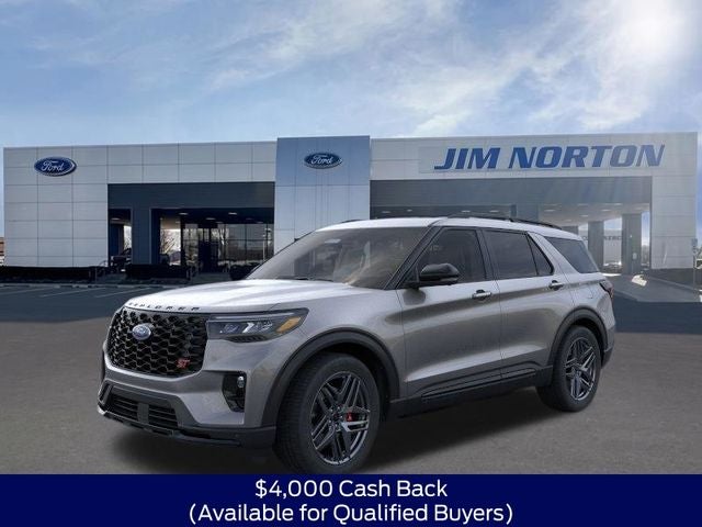 2026 Ford Explorer ST in Gray Metallic — front three-quarter view
