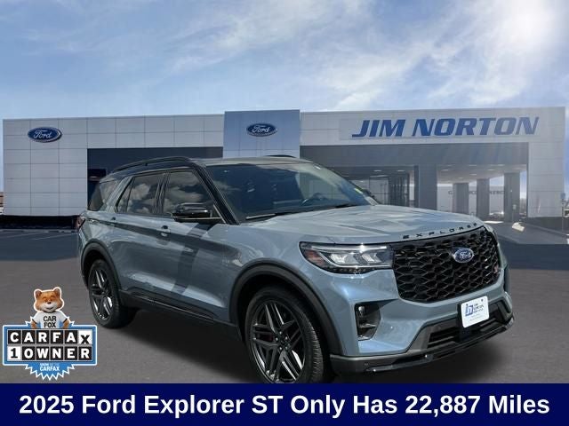 2025 Ford Explorer ST in Vapor Blue Metallic — front three-quarter view