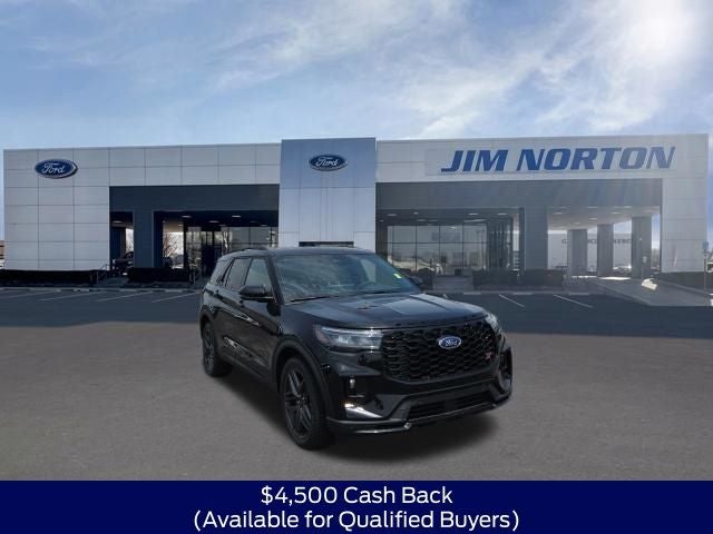 2026 Ford Explorer ST in Black Metallic — front three-quarter view