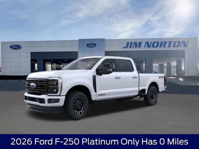 2026 Ford F-250SD Platinum in White Metallic — front three-quarter view