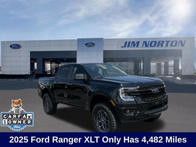 2025 Ford Ranger XLT in Shadow Black — front three-quarter view