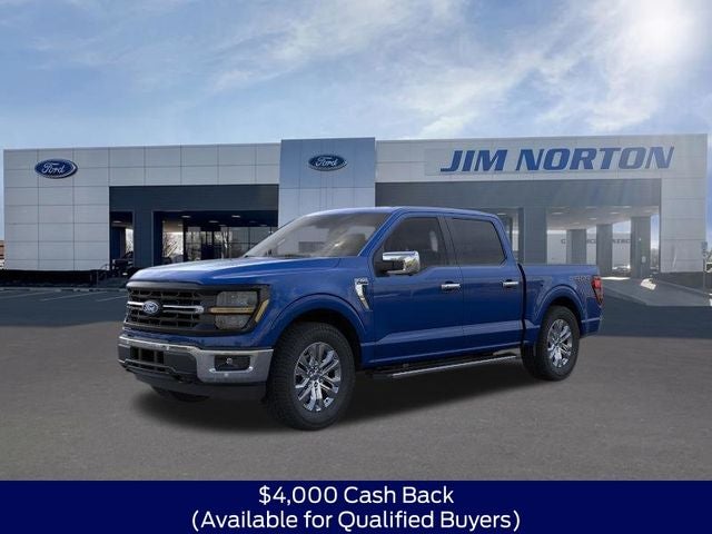 2026 Ford F-150 XLT in Blue Metallic — front three-quarter view
