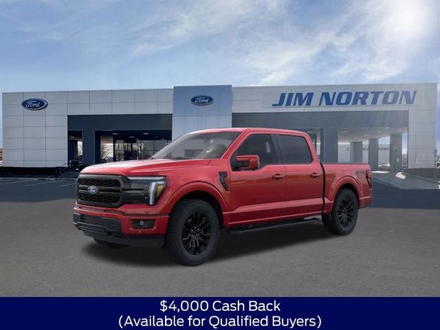 2026 Ford F-150 Lariat in Ruby Red Metallic — front three-quarter view