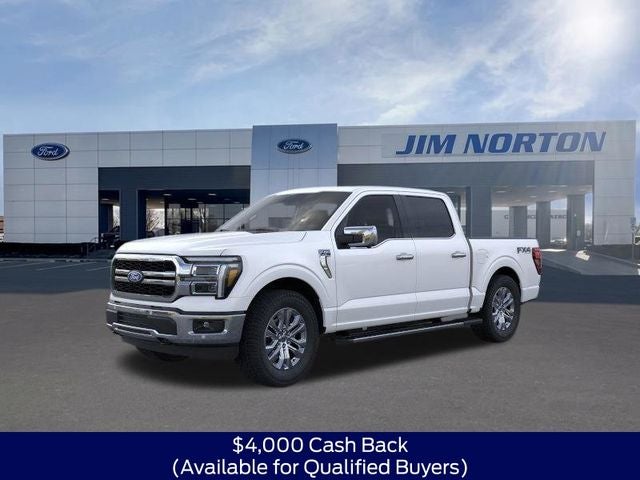 2026 Ford F-150 Lariat in White Metallic — front three-quarter view