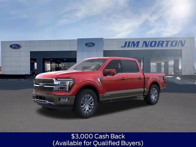 2026 Ford F-150 King Ranch in Ruby Red — front three-quarter view