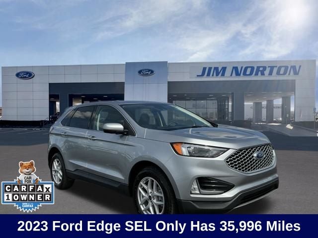 2023 Ford Edge SEL in Iconic Silver Metallic — front three-quarter view