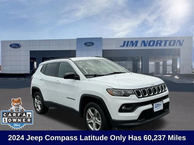 2024 Jeep Compass Latitude in Bright White Clearcoat — front three-quarter view
