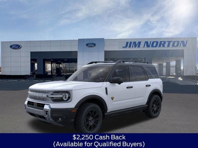 2026 Ford Bronco Sport Badlands in White Metallic — front three-quarter view